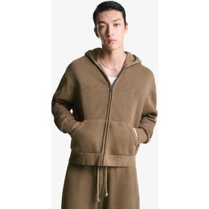 Bershka Cropped Boxy Fit Sweater Met Rits Heren Xs Bruin