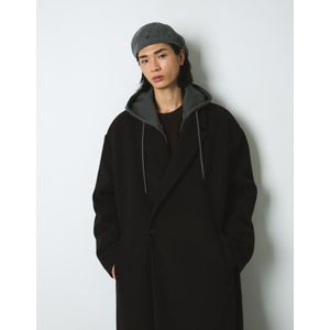 Bershka Wollen Double-Breasted Jas Heren M Zwart