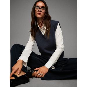 Bershka Soft Touch Vest Met V-Hals Dames S Blauw