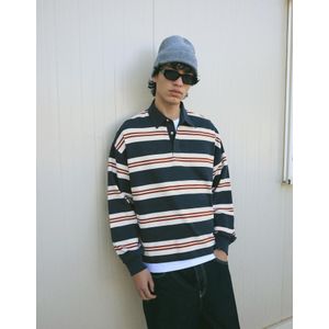 Bershka Gestreepte Polo Van Sweatstof Heren Xl Blauw