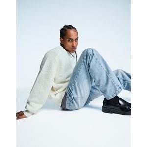 Bershka Relax Fit Straight Jeans Heren 32 Gewassen Blauw