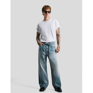 Bershka Baggy Jeans Met Riem Heren 38 Gewassen Blauw