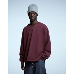 Bershka Boxy Fit T-Shirt Met Lange Mouw Heren S Bordeaux
