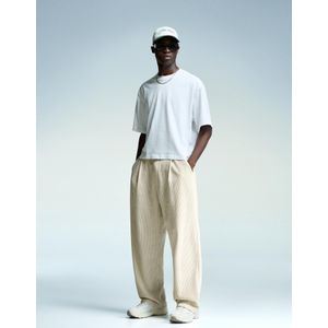 Bershka Super Baggy Chenille Broek Heren Xs Ecru