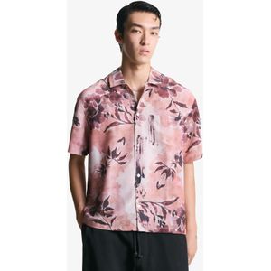 Bershka Overhemd Met Print En Korte Mouw Heren L Roos