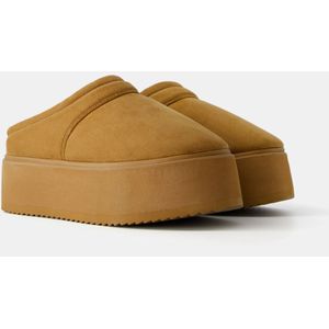 Bershka Clogs Met Plateauzool En Voering Van Imitatiebont Dames 39 Zand