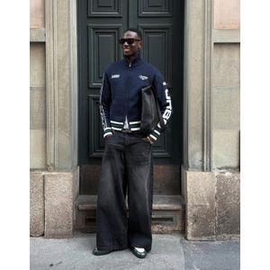 Bershka Jas Met Rits En Borduursel Heren L Blauw