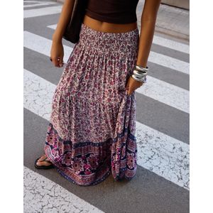 Bershka Maxi Rok Met Bohoprint Dames L Marineblau