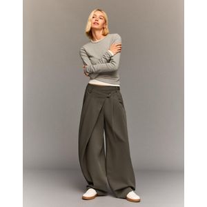 Bershka Tailoring Broek Met Taille Met Overslag Dames 34 Nerts