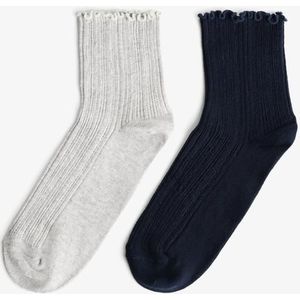 Bershka 2-Pack Geschulpte Sokken Dames S Marineblau