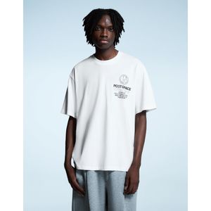 Bershka T-Shirt Met Print En Korte Mouw Heren M Gebroken Wit