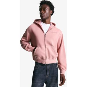 Bershka Cropped Sweater Met Rits En Borduursel Heren M Roos