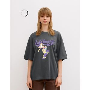Bershka Looney Tunes T-Shirt Met Korte Mouw Dames Xs Donkergrijs