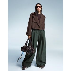 Bershka Korte Trenchcoat Dames L Bruin