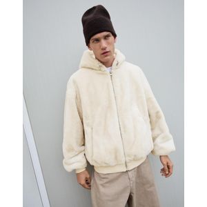 Bershka Jack Van Imitatiebont Met Capuchon Heren Xl Ecru