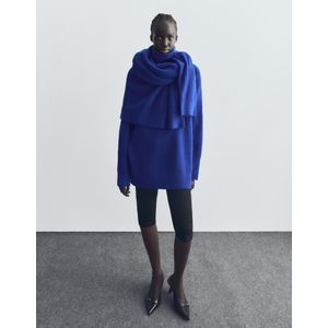 Bershka Oversized Trui Met Hoge Kraag Dames S Blauw