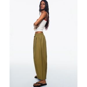 Bershka Cropped Barrel Broek Dames Xl Groen