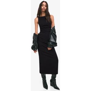 Bershka Bengaline Midi-Jurk Dames L Zwart