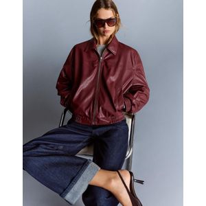 Bershka Jack Met Leereffect Dames Xs Bordeaux