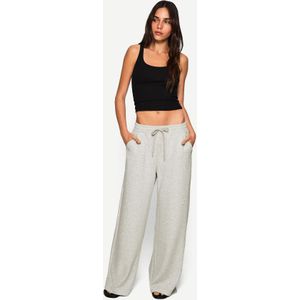 Bershka Glanzende Wide Leg Broek Dames Xs Grijs