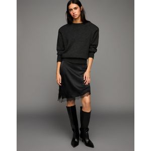 Bershka Satijnen Minirok Met Kant Dames Xl Zwart