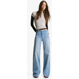 Bershka Naadloze Wide Leg Jeans Met Zakken Dames 34 Lichtblauw