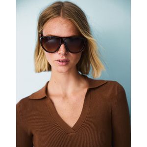 Bershka Ribcord Polotrui Dames L Bruin