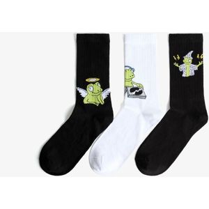 Bershka 3-Pack Sokken Met Print Heren L Wit