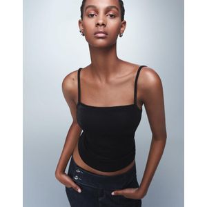 Bershka Top Met Bandjes En Metallic Garen Dames M Zwart