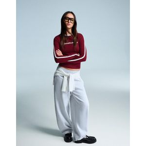 Bershka T-Shirt Met Lange Mouw En Print Dames S Bordeaux