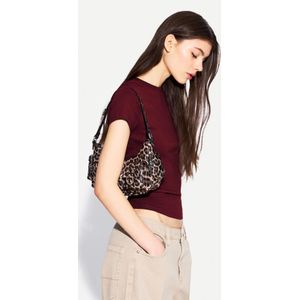 Bershka T-Shirt Met Ronde Hals En Korte Mouw Dames M Fuchsia