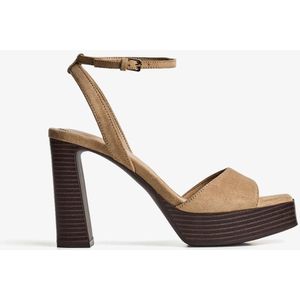 Bershka Sandaal Met Plateauzool En Hoge Hak Dames 35 Ecru