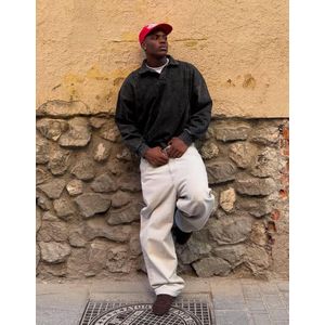 Bershka Oversized Sweatshirt Met Polokraag Heren Xl Grijs