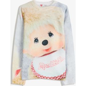 Bershka Trui Met Monchhichi-Print Dames M-L Wit