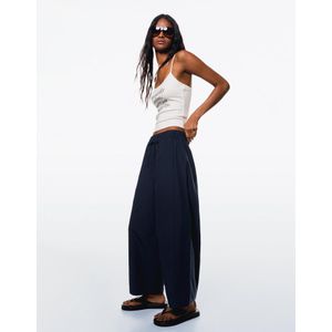 Bershka Cropped Barrel Broek Dames Xs Donkerblauw