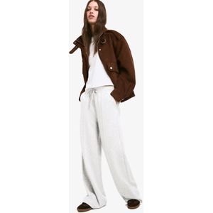 Bershka Soft Wide Leg Broek Dames Xl Grijs