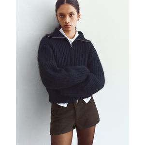 Bershka Mini Short Met Wol Dames 32 Bruin