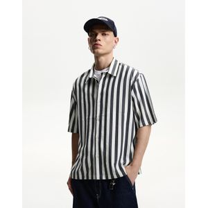 Bershka Relax Fit Blouse Met Korte Mouw Heren M Donkergrijs