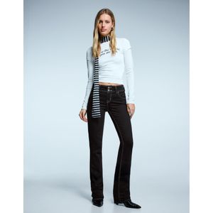 Bershka Bootcut Jeans Met Kleppen Dames 40 Grijs