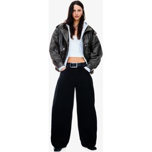 Bershka Leren Jas Van De Jaren '80 Dames Xs-S Zwart