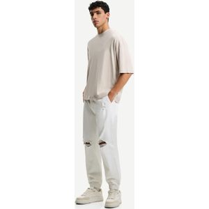 Bershka Jeans In Joggingstijl Met Scheuren Heren M Wit