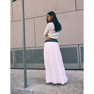 Bershka Rustieke Halflange Rok Dames S Wit