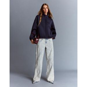 Bershka Jacquard Baggy Jeans Met Lage Taille Dames 42 Gewassen Blauw