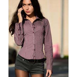 Bershka Getailleerd Overhemd Met Flared Mouwen Dames L Granaat