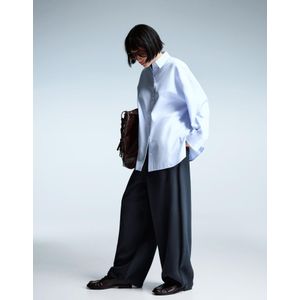 Bershka Oversized Popeline Blouse Dames Xs Marineblau