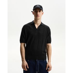 Bershka Polo Met Korte Mouwen En Structuur Heren Xl Zwart