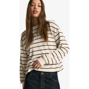 Bershka Gestreepte Tricot Trui Dames S Ecru