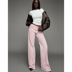 Bershka Flare Jeans Met Structuur Dames 34 Rood