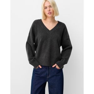 Bershka Oversized Trui Met V-Hals Dames M Grijs