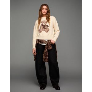 Bershka Trui Met Print Dames Xs Ecru